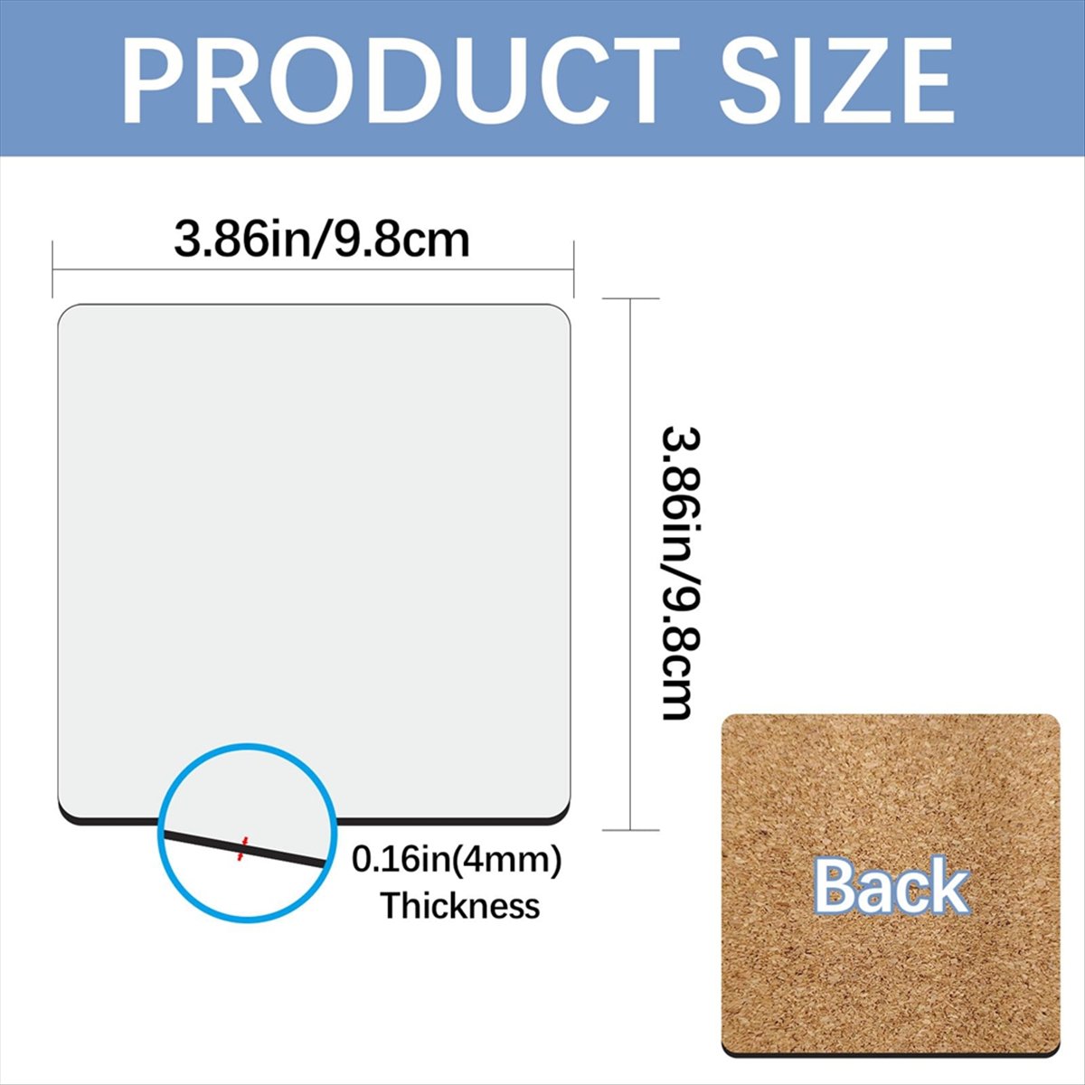 Coaster Sublimation Blank - ABYA 30 pièces de sous-verres carrés