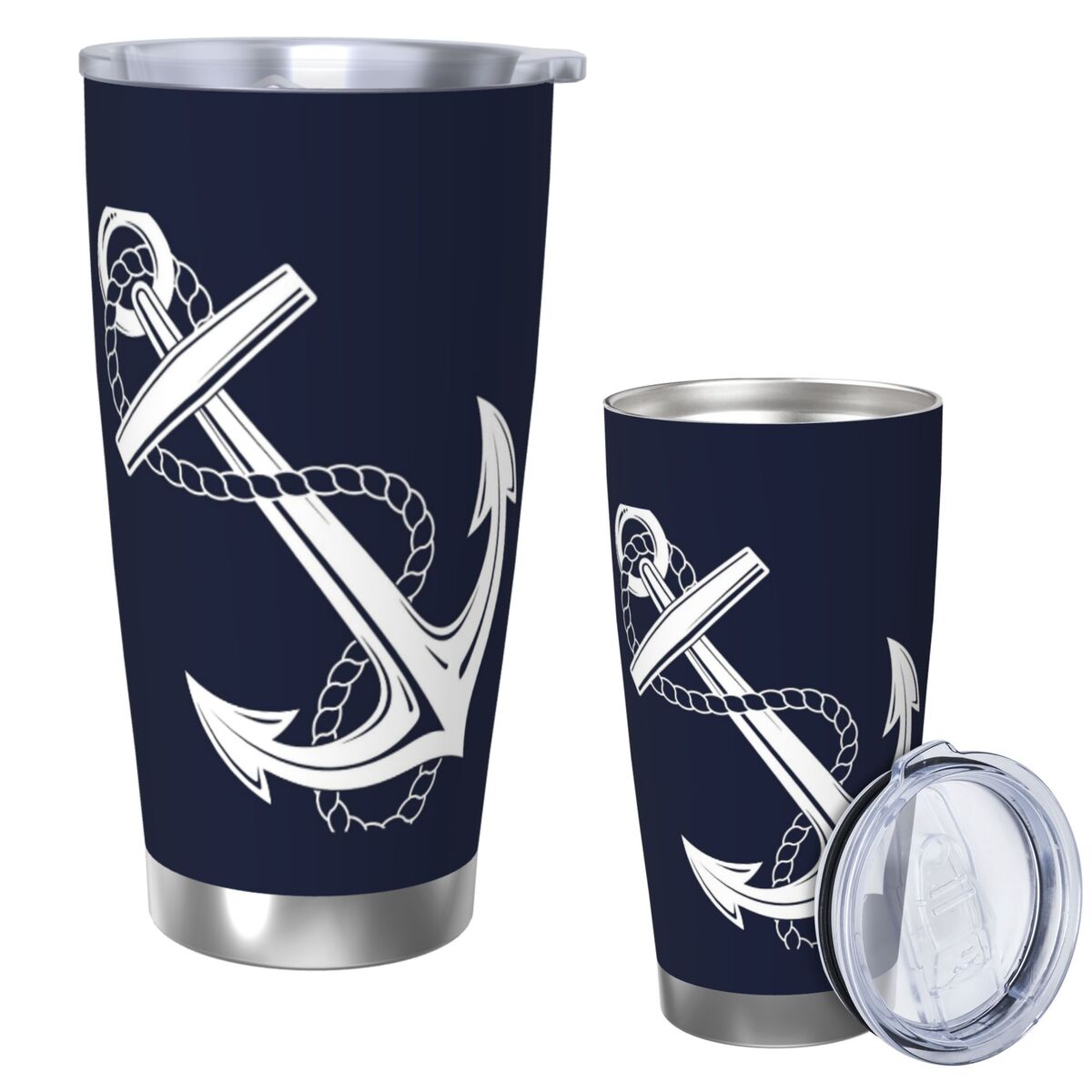 Tumbler 20Oz White - Anchor nautique blanc et marine gobelet