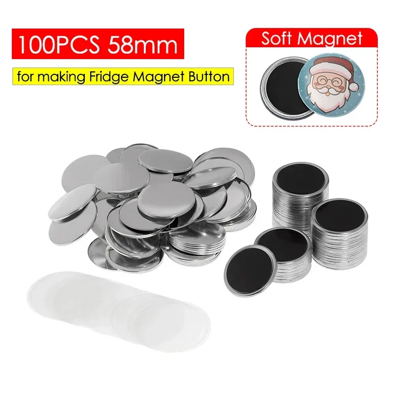 Button Badge Blank - 50/100 pièces 25-75mm aimant réfrigérateur Badge