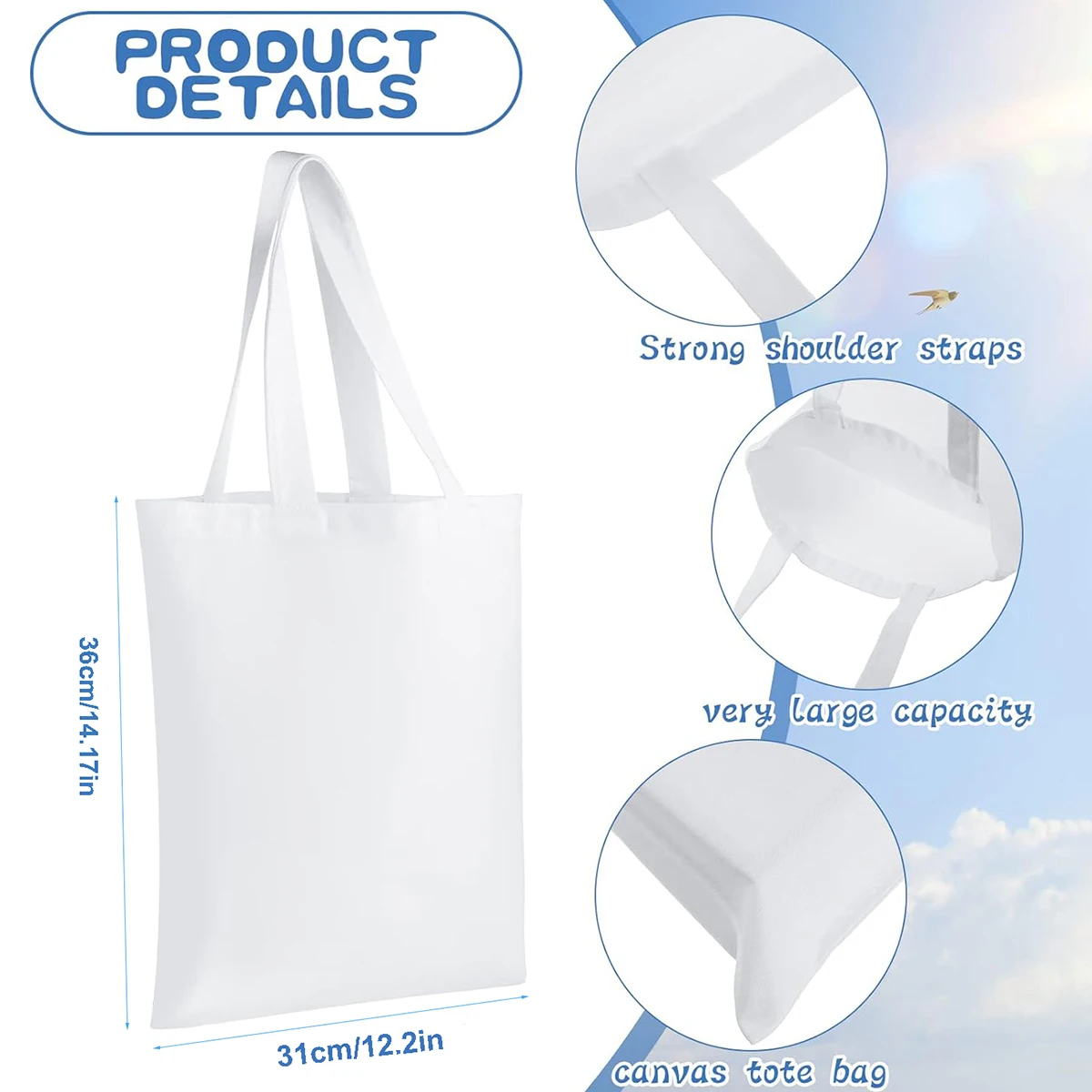 Sacs fourre-tout en toile blan - Tote Bag Sublimation avis et prix