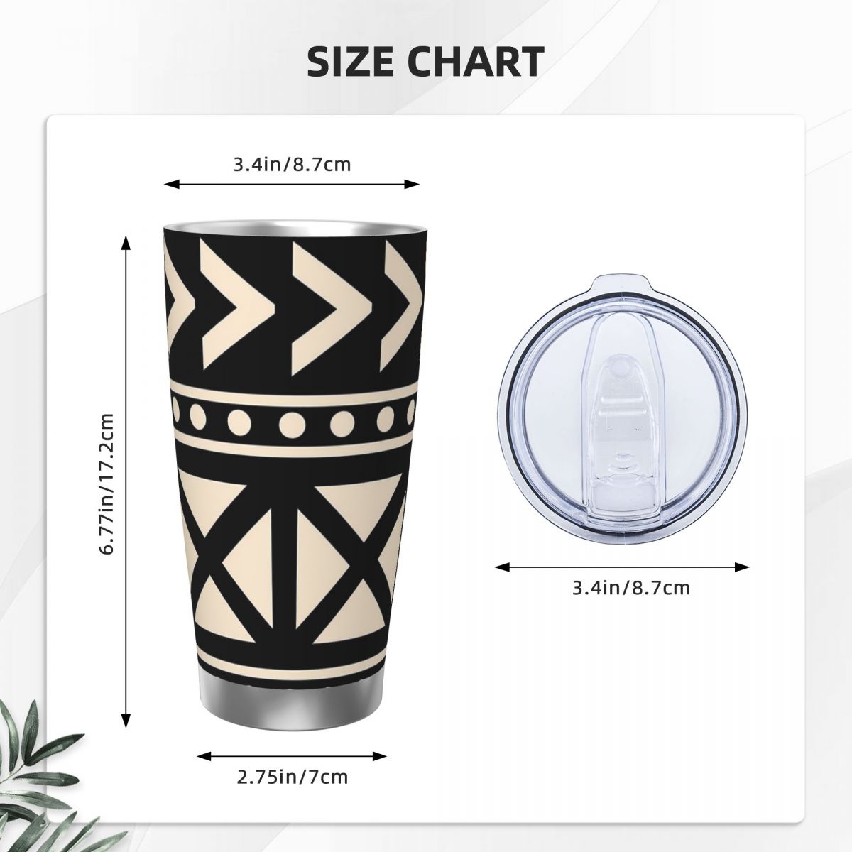 Tissu de boue africain noir et - Tumbler 20Oz White avis et prix