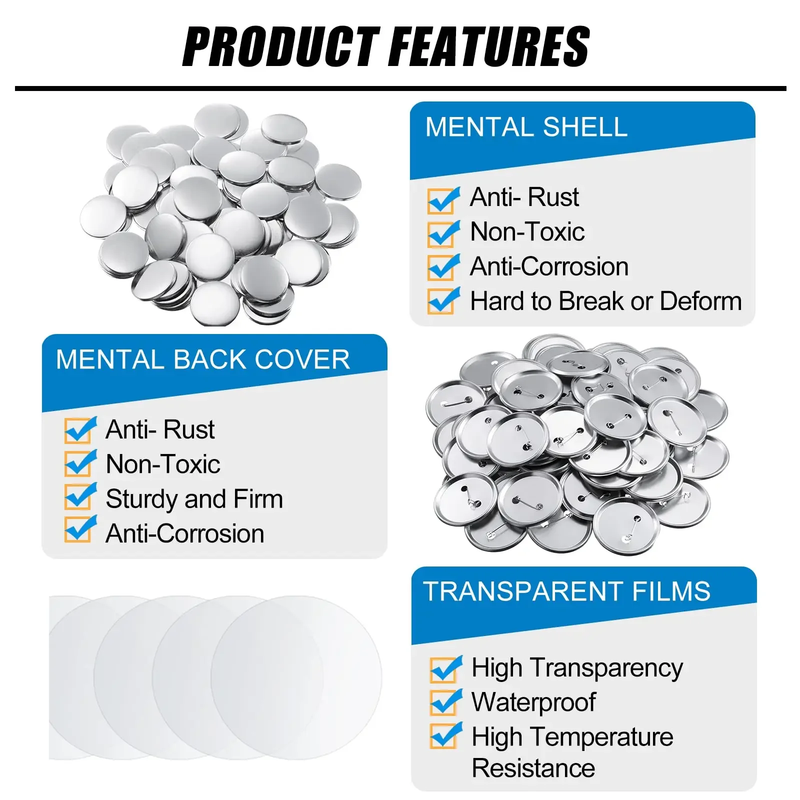 Kit de badges ronds en plastiq - Button Badge Blank avis et prix