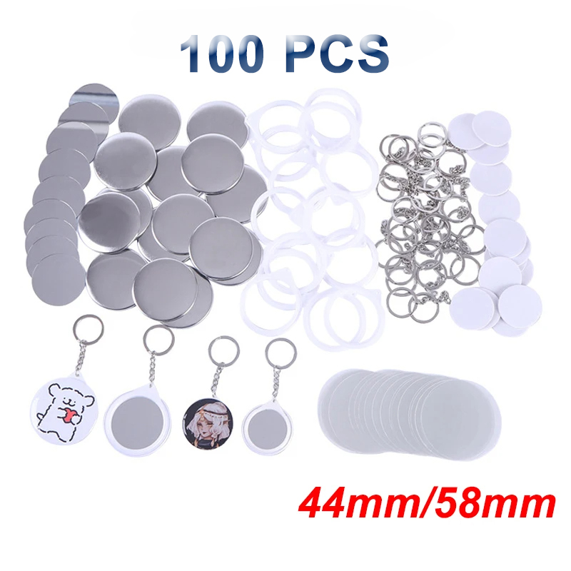 Nouveau 100 pièces porte-clés  - Button Badge Blank avis et prix